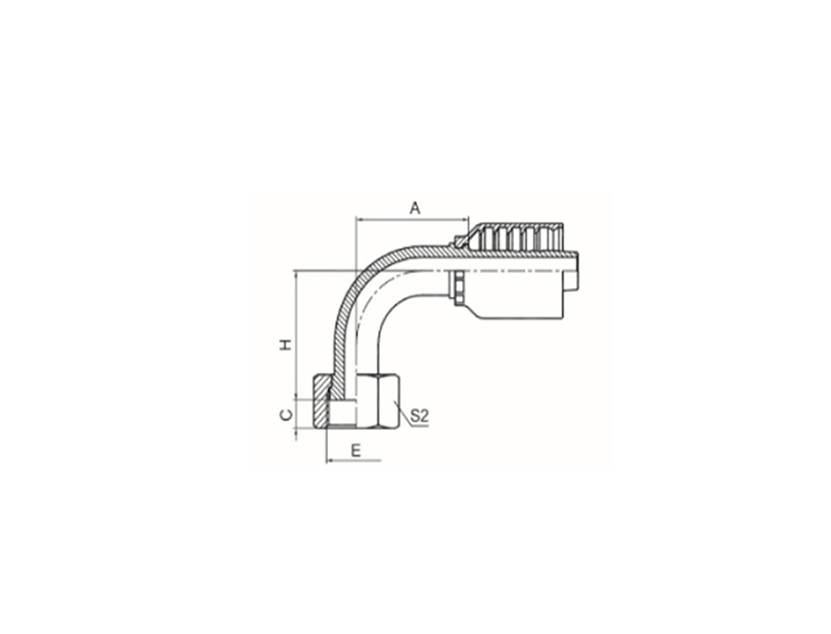 90° METRIC FEMALE INTERNAL THREAD FLAT FACE, REFERENCE GB/T 9065.3 Product Image