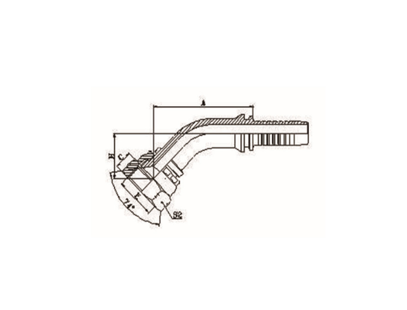 45° ELBOW STRUCTURE, UNF AMERICAN FEMALE INTERNAL THREAD, 74° INTERNAL CONE METAL-TO-METAL HARD SEAL. Product Image